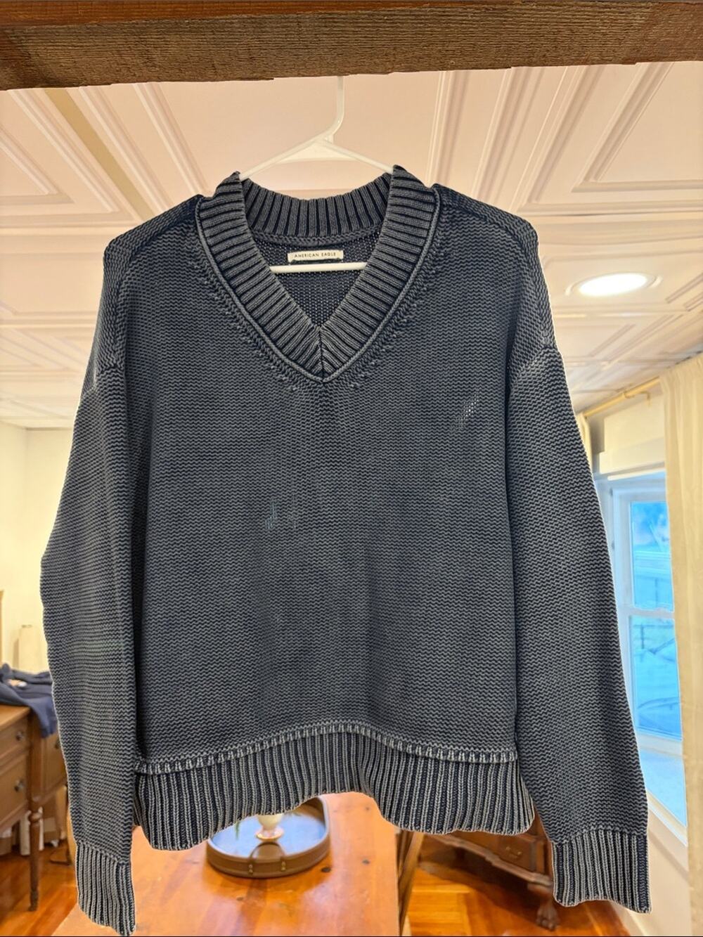 American Eagle Outfitters Navy V-Neck Knit Sweater